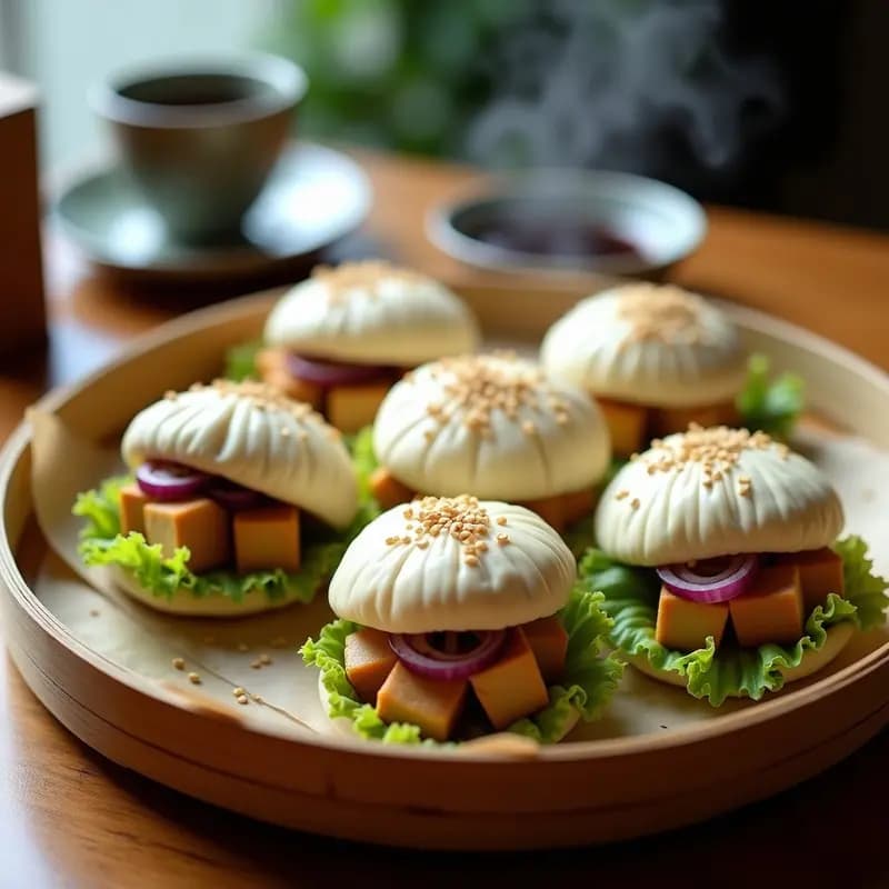 Bao Veganos al Vapor: Panecillos Chinos Rellenos de Tofu y Setas Shiitake