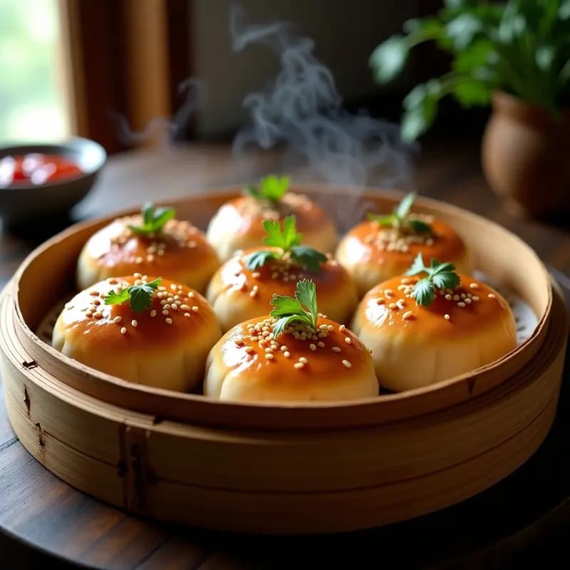 Bao Zi de Cerdo Desmenuzado y Cebolla Negra: Receta China en Airfryer con Masa de Coliflor