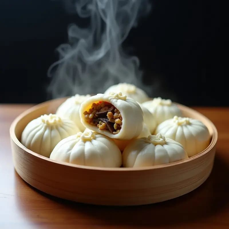 Buns de Baogu al Vapor con Relleno de Tofu y Setas: Receta China Vegana en 30 Minutos