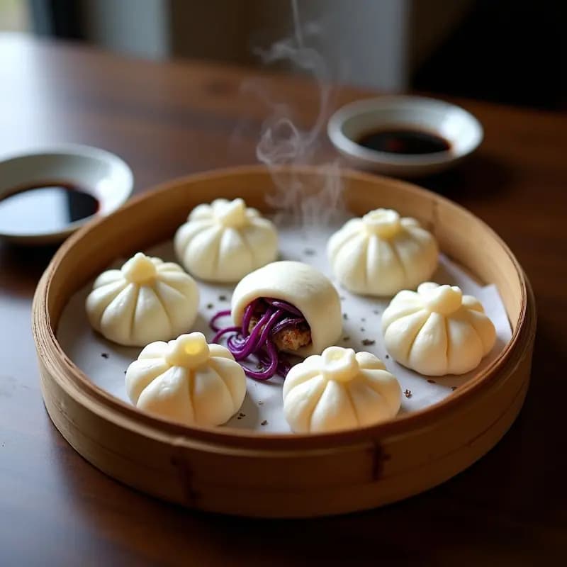 Baos al Vapor de Cerdo y Repollo Morado: Receta China en Olla Exprés