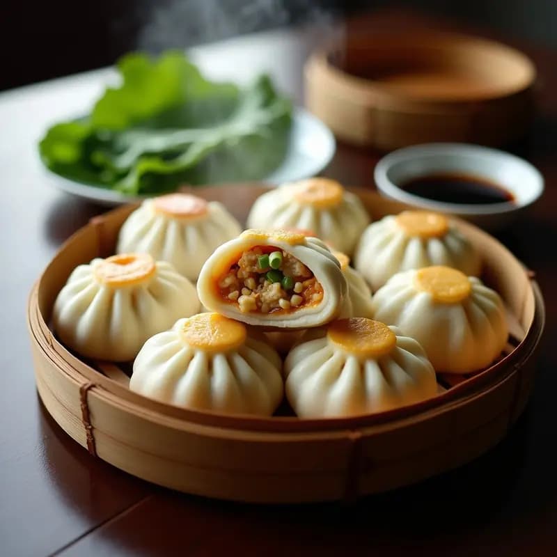 Baozi de Pollo al Vapor con Jengibre y Cebolla Verde: Panecillos Chinos en 40 Minutos