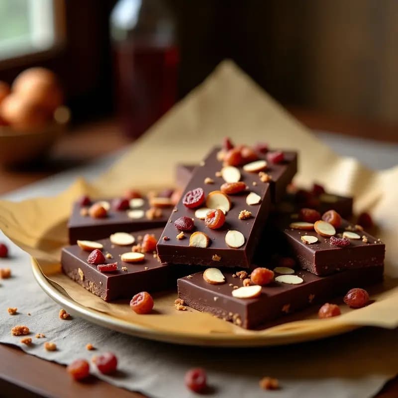 Barras de Chocolate con Bacon, Pasas y Almendras: Snack Dulce-Salado para Llevar