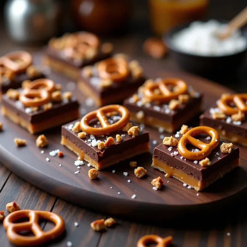 Barras de Chocolate con Pretzels y Caramelo Salado: Dulce y Salado en un Solo Bocado