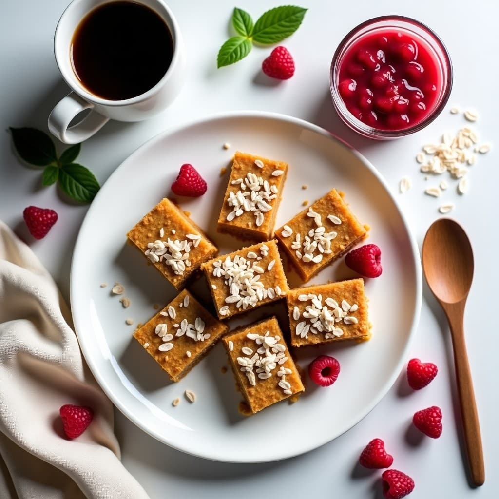 Barritas de Avena y Proteína de Guisante con Salsa de Frambuesa: Desayuno Fitness Sin Azúcar