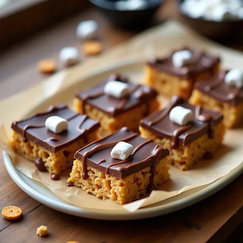 Barritas de Cereal Caseras con Chocolate, Caramelo y Marshmallows: Energía Pura para el Día