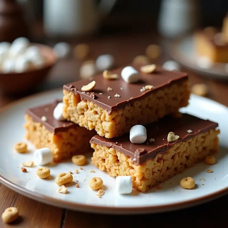 Barritas Crujientes de Cereal con Marshmallows y Chocolate con Leche: Snack que Te Transporta a la Infancia