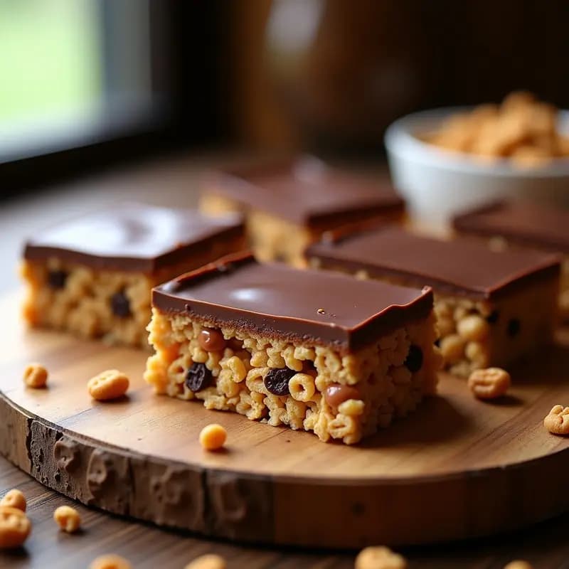 Barritas de Cereales con Mantequilla de Cacahuete y Chocolate: Energía Pura en Cada Bocado