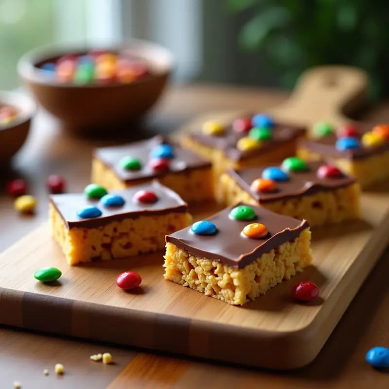 Barritas de Cereales Caseras con Chocolate M&M’s y Marshmallows: Snack Energético para el Día a Día
