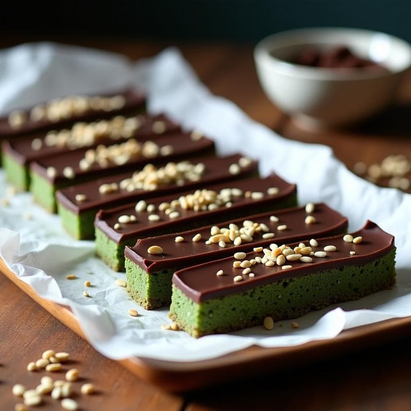 Barritas de Chía y Espirulina con Cobertura de Chocolate 90%: Snack Energético Sin Horno