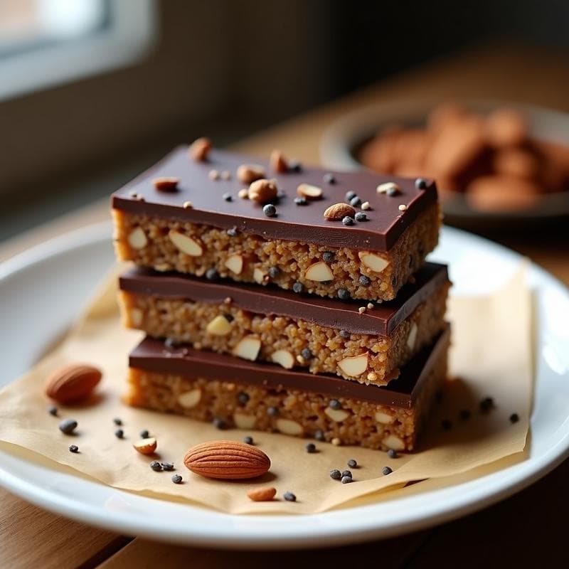 Barritas de Chocolate y Almendra con Semillas de Chía: Snack Sin Horno y Alta en Omega-3