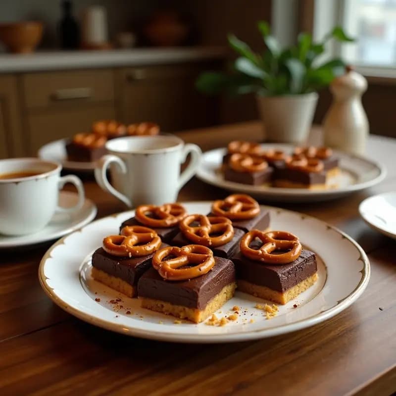 Barritas de Chocolate con Caramelo, Pretzels y M&M's: Postre Crujiente y Dulce para Adictos
