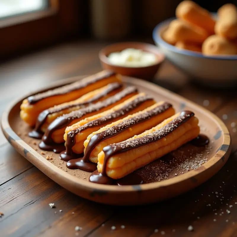 Barritas de Churros con Relleno de Dulce de Leche y Chocolate: Snack para Antojos Dulces