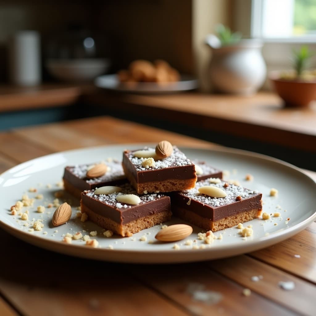 Barritas de Coco y Almendra con Capas de Chocolate 90%: Postre Keto y Crudivegano en 10 Minutos