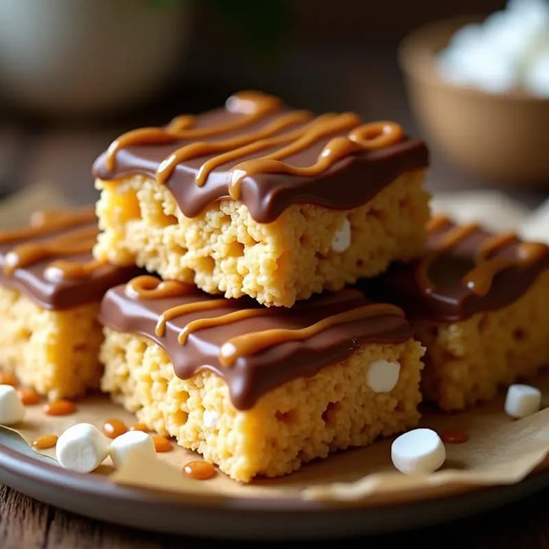 Barritas Crujientes de Rice Krispies, Marshmallows y Chocolate con Caramelo: Snack Energético y Adictivo