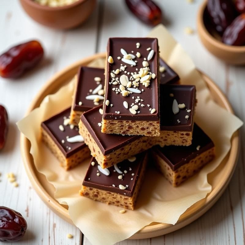 Barritas de Dátil y Semillas de Cáñamo con Chocolate 85%: Postre Energético Sin Horno