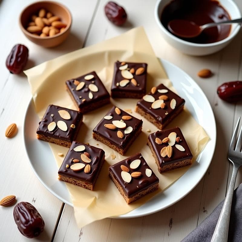 Barritas de Dátiles y Almendras con Cobertura de Chocolate Negro: Snack Energético Sin Azúcar