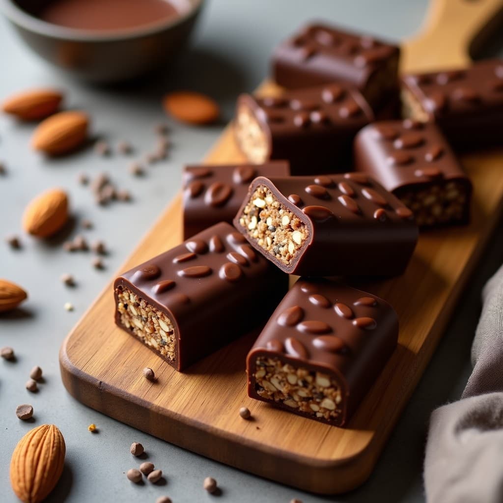 Barritas de Dátiles y Proteína de Guisante con Covertura de Chocolate 90%: Snack Energético Keto