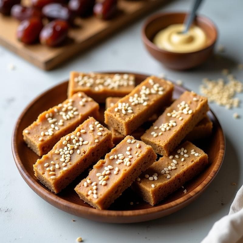Barritas Energéticas de Dátiles, Tahini y Semillas de Sésamo: Snack Crudivegano en 15 Minutos