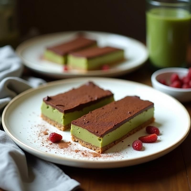 Barritas Energéticas de Chía y Matcha con Cobertura de Cacao: Snack Vegano Sin Azúcar