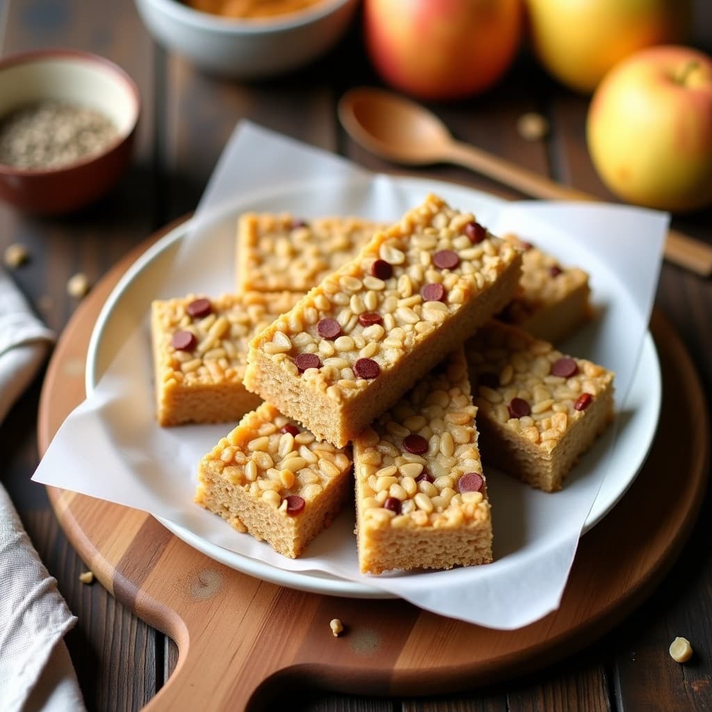 Barritas de Proteína de Arroz Inflado y Manzana: Snack Energético Sin Azúcar
