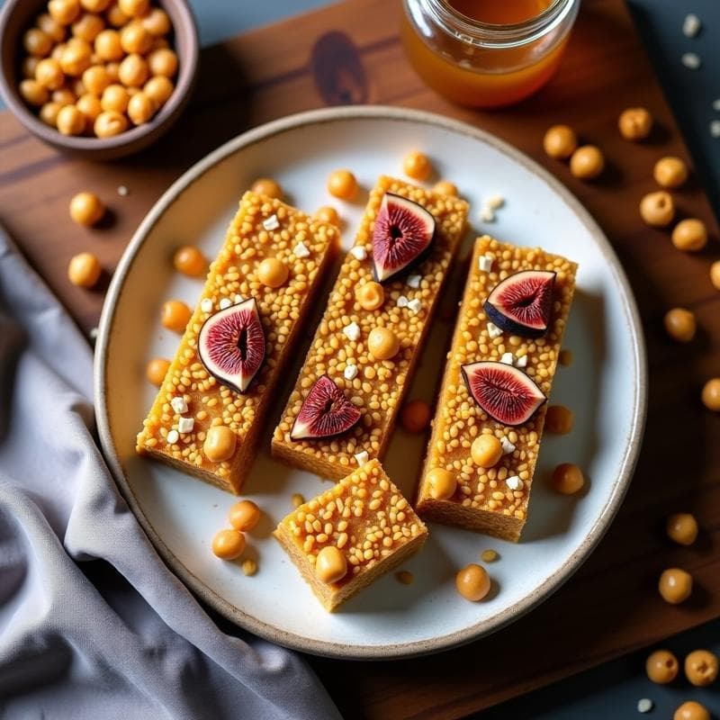 Barritas de Proteína de Garbanzo Tostado y Miel de Agave: Snack Vegano para Deporte