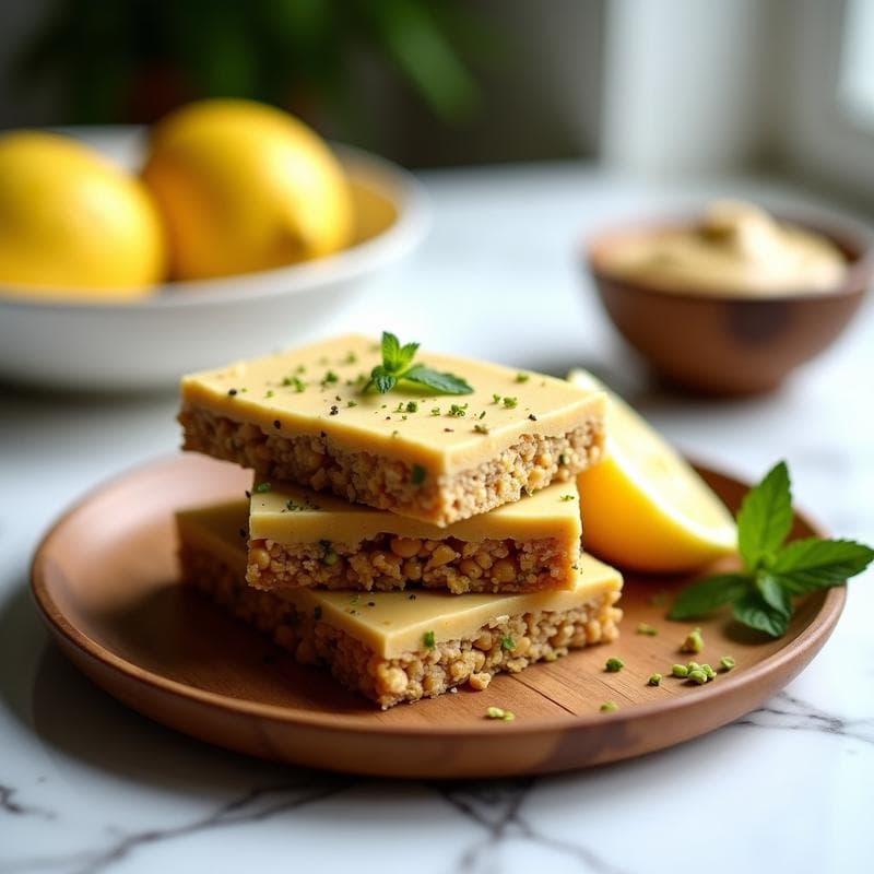 Barritas de Proteína de Garbanzos y Tahini: Snack Vegano y Sin Cocción con Toque de Limón