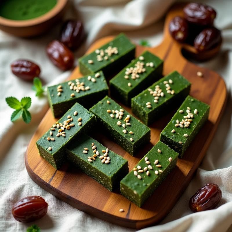 Barritas de Spirulina y Dátiles: Snack Energético Sin Horno y Alto en Hierro