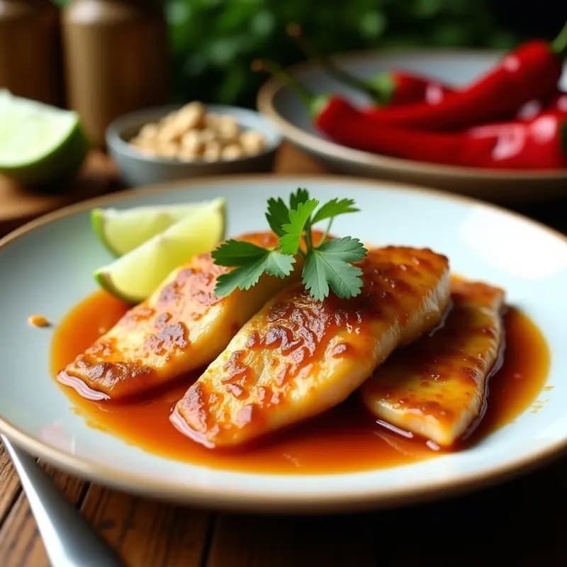 Basa de Pescado con Salsa de Tamarindo y Chile: Receta Camboyana en 25 Minutos