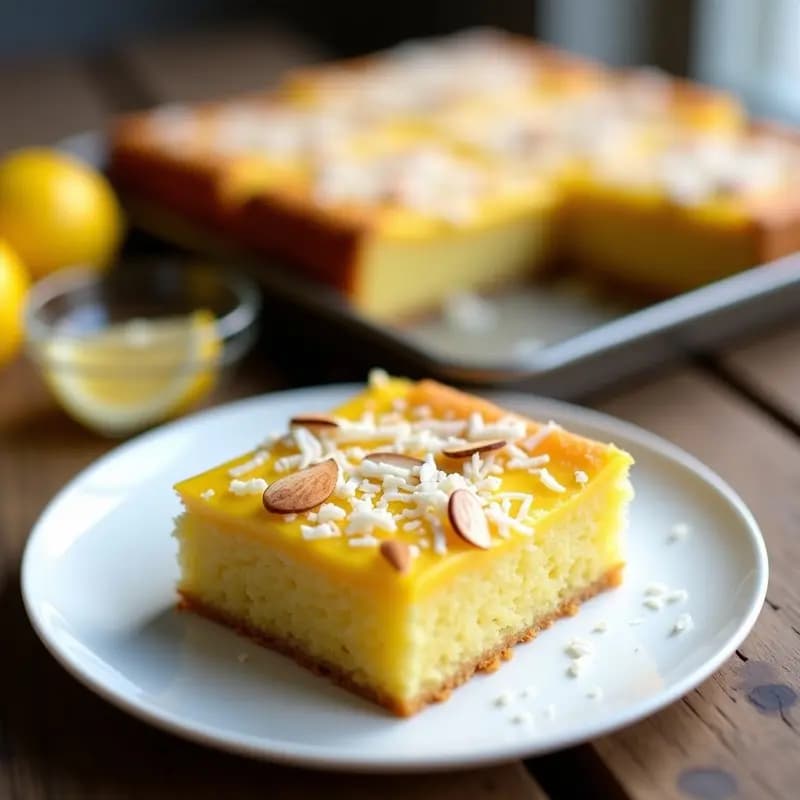 Basbousa de Semola y Limón: Postre Egipcio Sin Harina y Sin Azúcar