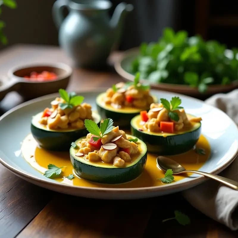 Basket de Calabacín Relleno de Pollo al Curry: Receta Tailandesa en Olla Lenta