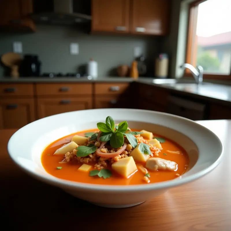 Baso Thai con Cerdo y Sangre de Pato: Sopa Picante y Aromática de Calle