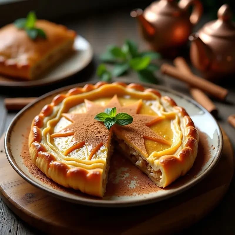 Bastilla Marroquí de Pollo y Almendras con Canela: Receta Tradicional en Láminas de Hojaldre