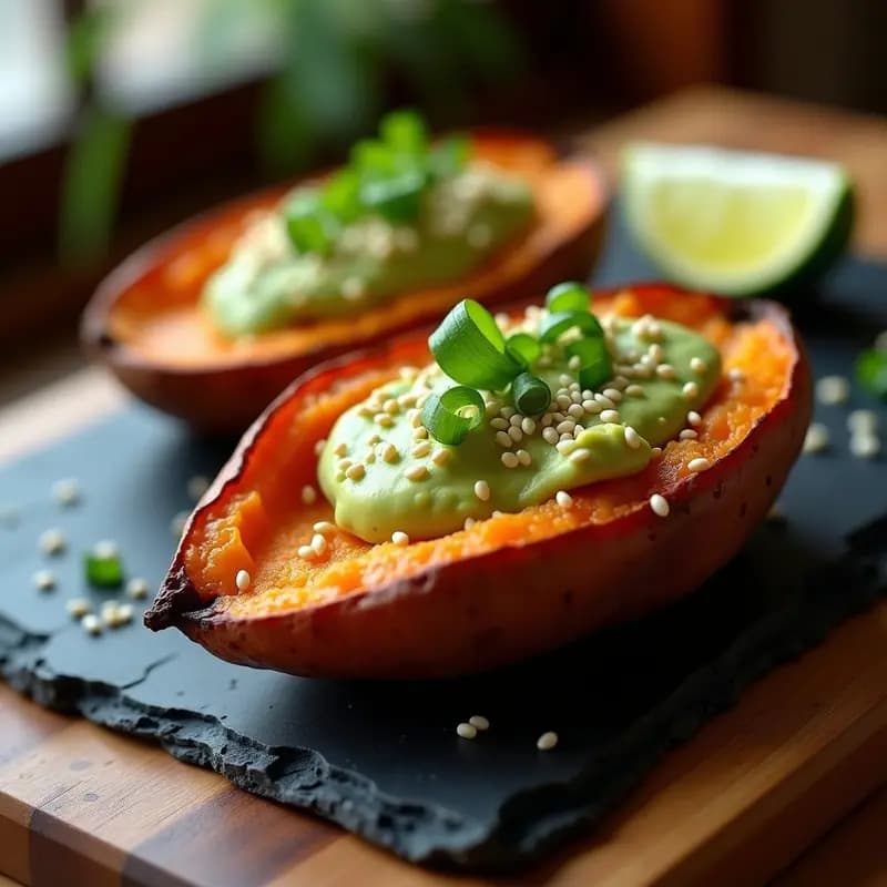 Batata Asada con Puré de Aguacate y Semillas de Sésamo: Receta Coreana en Airfryer