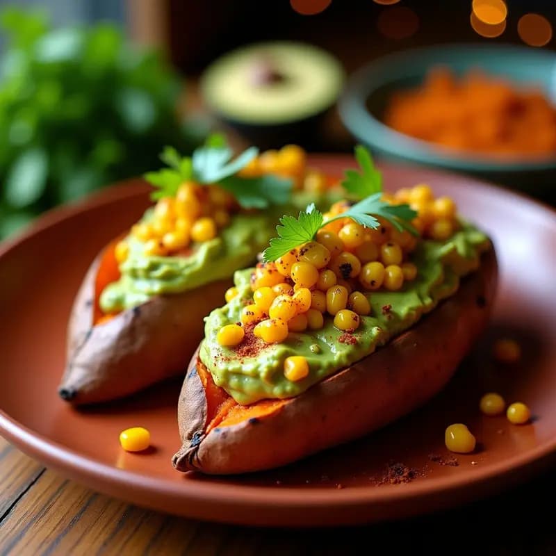 Batata Asada con Guacamole y Granos de Elote: Receta Mexicana Vegana en Airfryer
