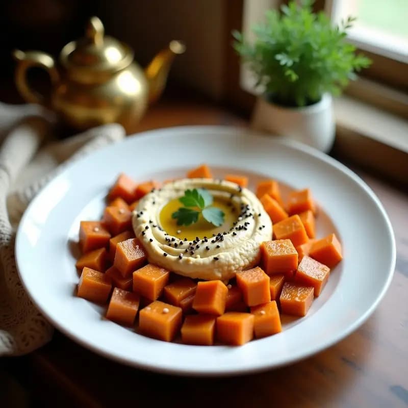 Batata Asada con Hummus y Semillas de Sésamo: Receta Árabe en Airfryer Sin Gluten