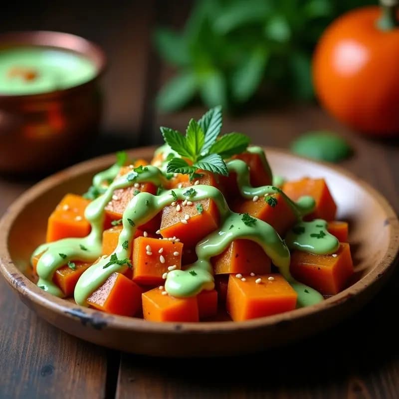 Batata Harissa con Yogur de Soja: Entrante Tunecino Vegano y Picante