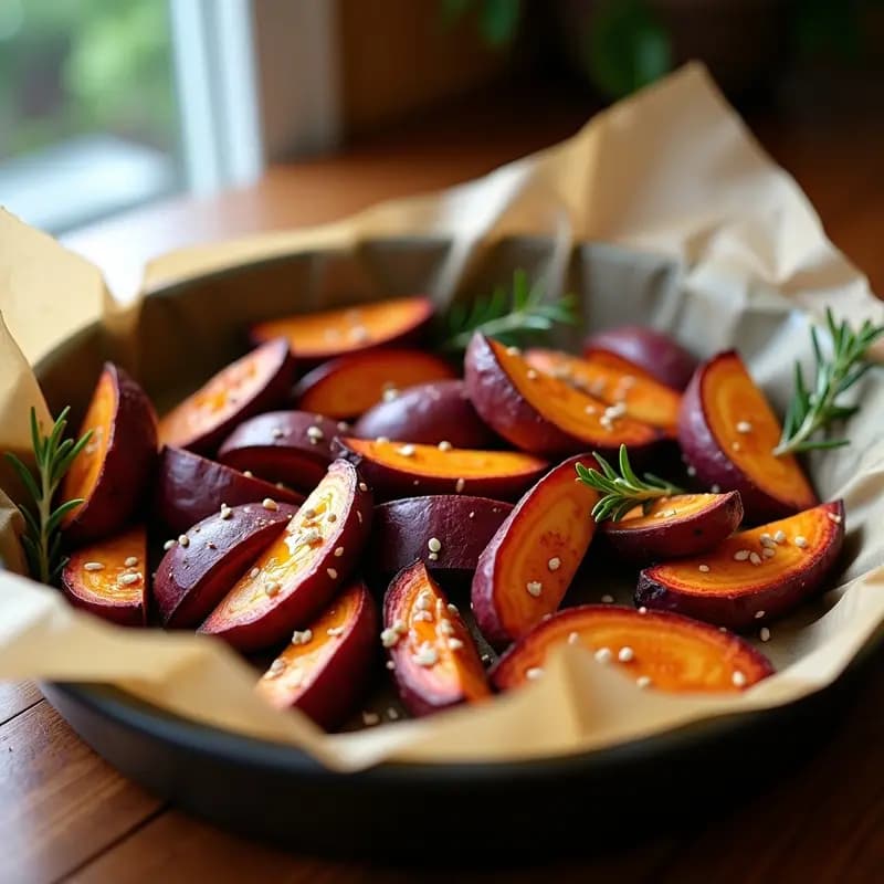 Batata Morada Asada al Horno: Receta Crujiente y Antioxidante en 30 Minutos