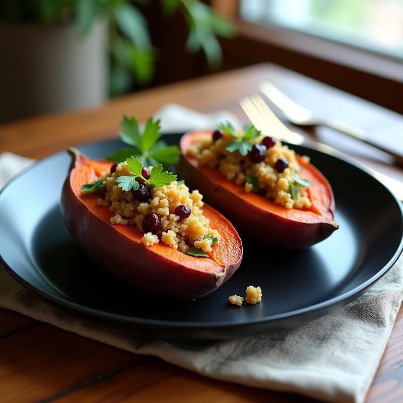 Batata Morada Rellena de Quinoa y Arándanos: Receta Vegana y Antioxidante en Airfryer