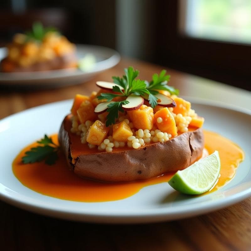 Batata Rellena de Quinoa y Pollo al Curry: Receta en 20 Minutos