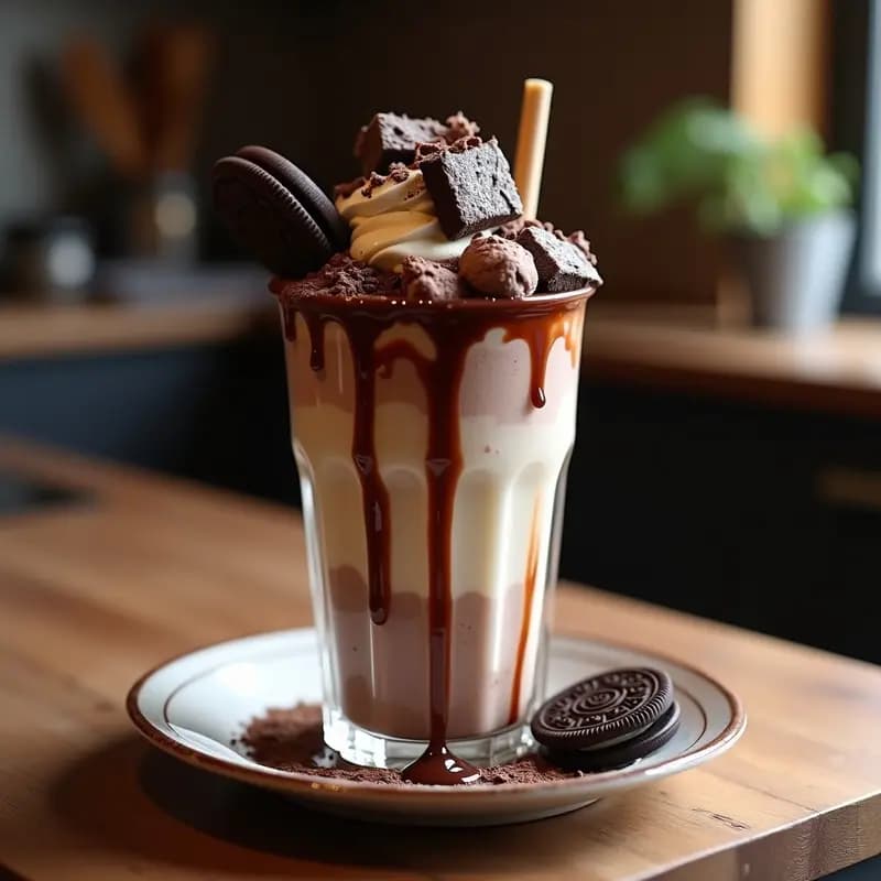 Batido Monstruoso de 3 Helados, Brownies y Salsa de Chocolate: 2000 Calorías en un Vaso