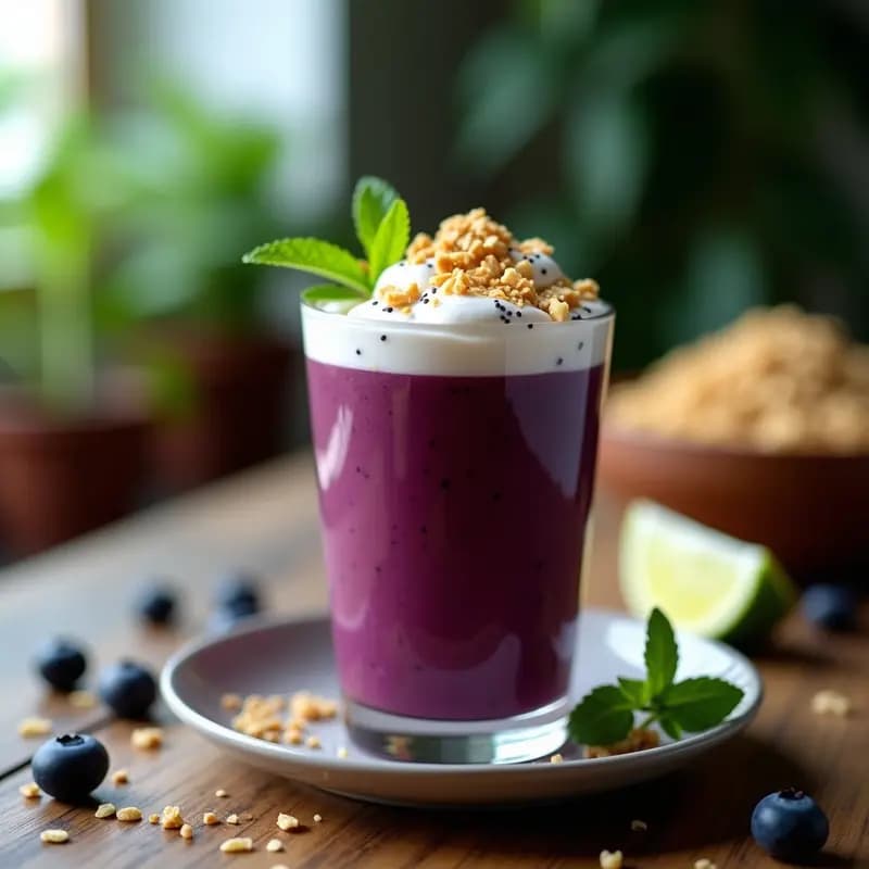 Batido de Açaí con Espuma de Aquafaba: Bebida Brasilea Antiinflamatoria y Vegana