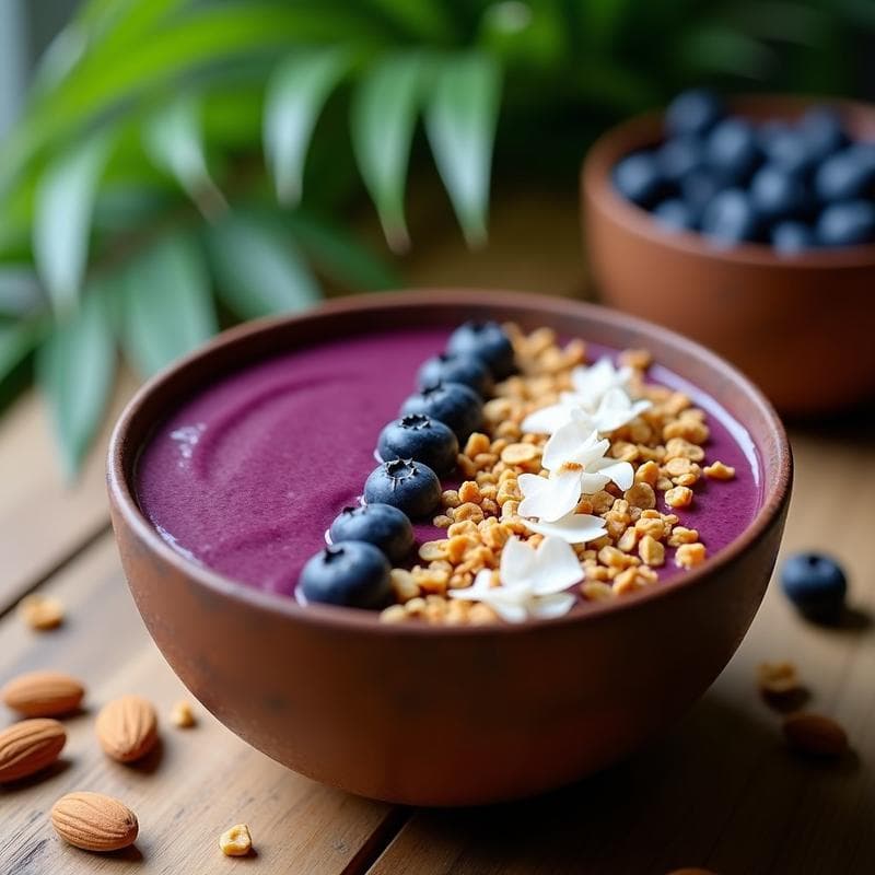 Batido de Açaí y Guaraná con Granola Sin Azúcar: Desayuno Energético Brasileño