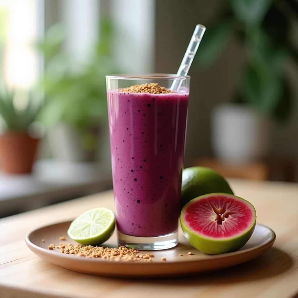 Batido de Açaí y Guayaba con Semillas de Lino: Bebida Antioxidante y Alta en Fibra