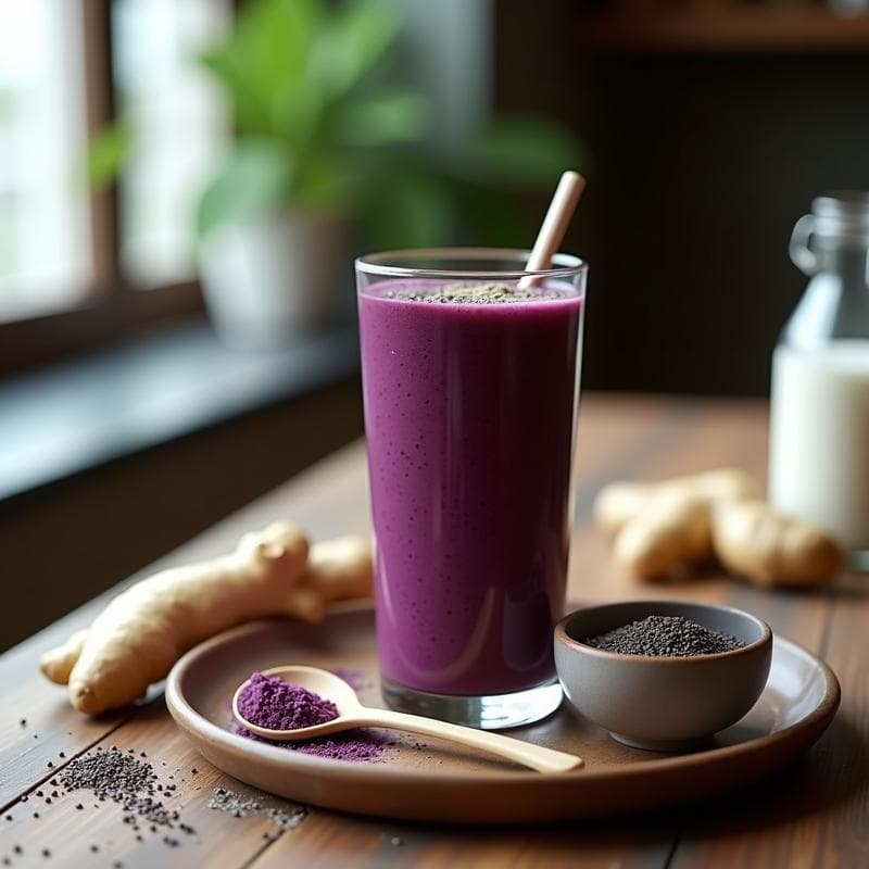 Batido de Açaí y Moringa con Leche de Camello: Bebida Superfood Antiinflamatoria