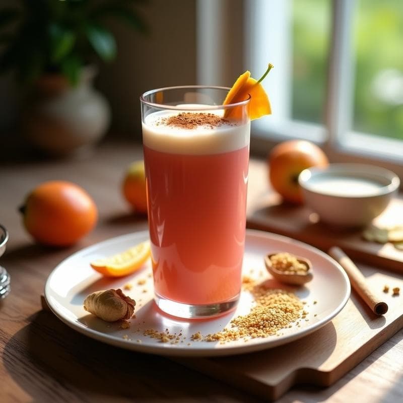 Batido de Acerola y Jengibre con Leche de Avena: Bebida Brasileña Energizante en 5 Minutos