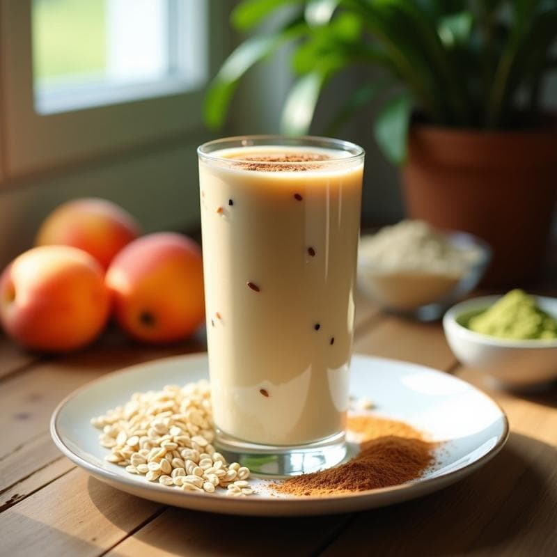 Batido de Albaricoque y Avena con Superalimento Moringa: Desayuno Energético Sin Lactosa