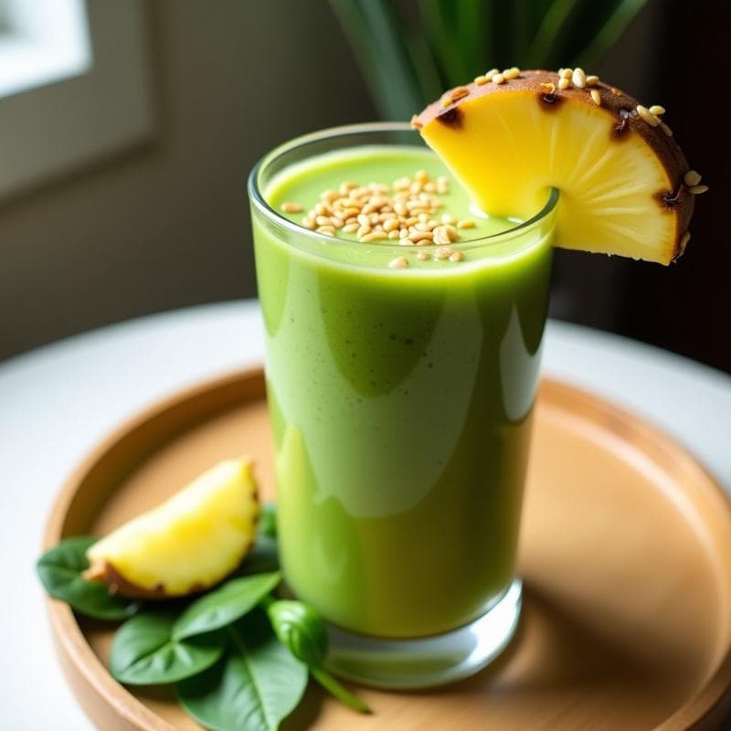 Batido de Algas Chlorella y Piña: Bebida Detox Verde en 5 Minutos con Jengibre