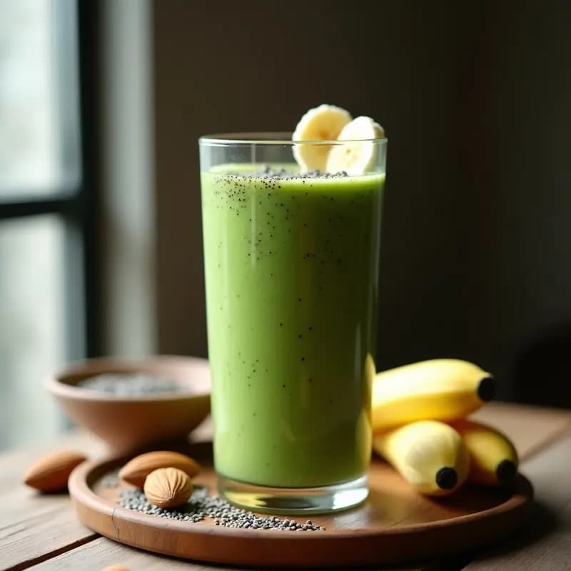 Batido de Almendras y Espirulina con Plátano: Bebida Verde Keto para Post-Entreno