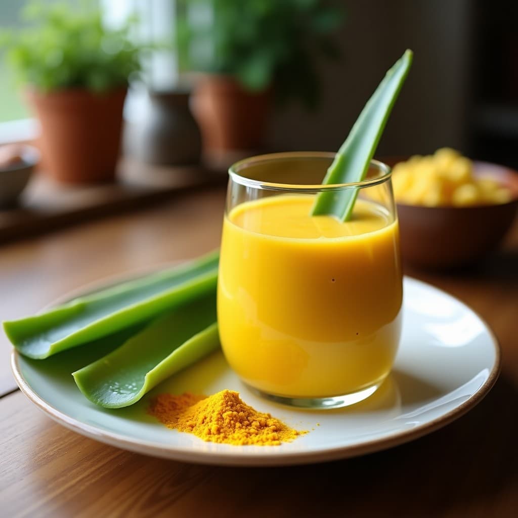 Batido de Aloe Vera y Cúrcuma con Leche de Almendras: Bebida Detox y Regeneradora en 5 Minutos