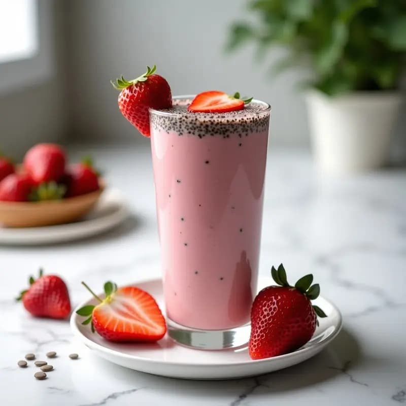 Batido de Alpiste y Fresa con Topping de Chía: Bebida Detox y Energética